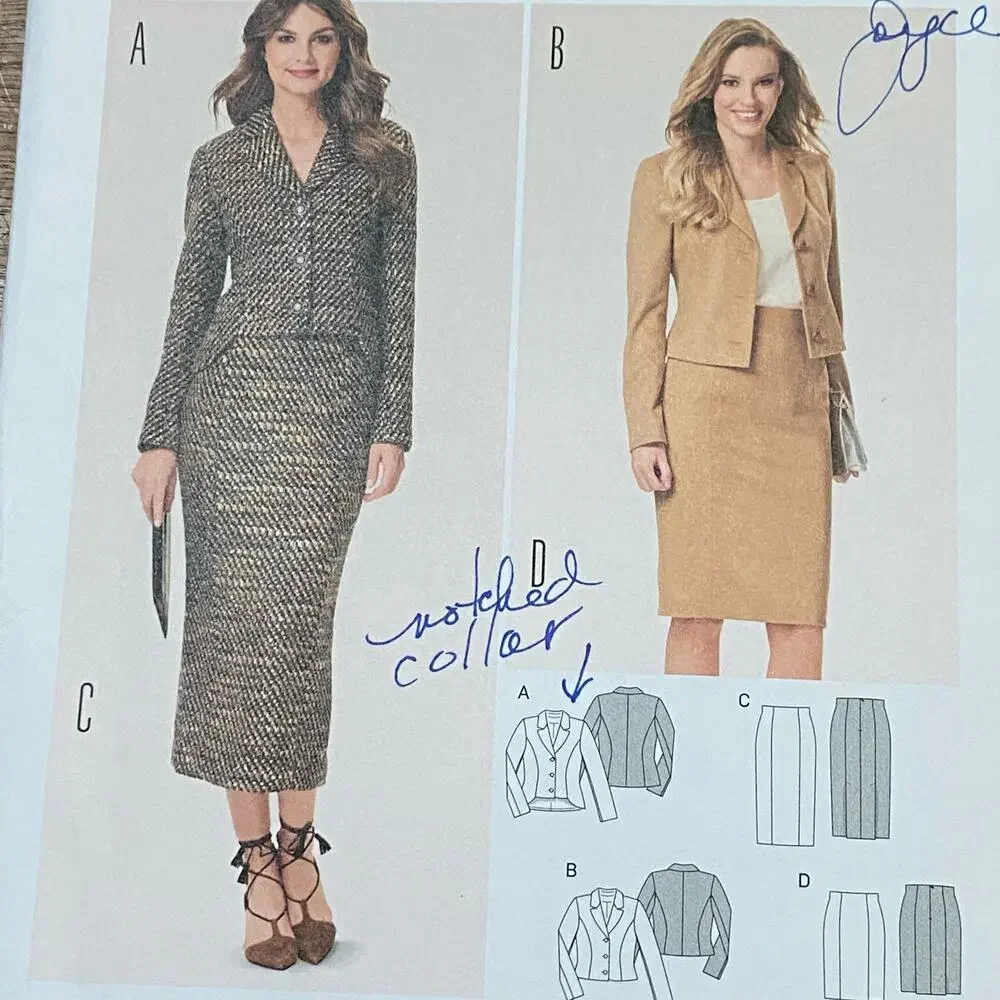 Burda sewing pattern #6582 blazer jacket & skirt set UNCUT size US 8-20
